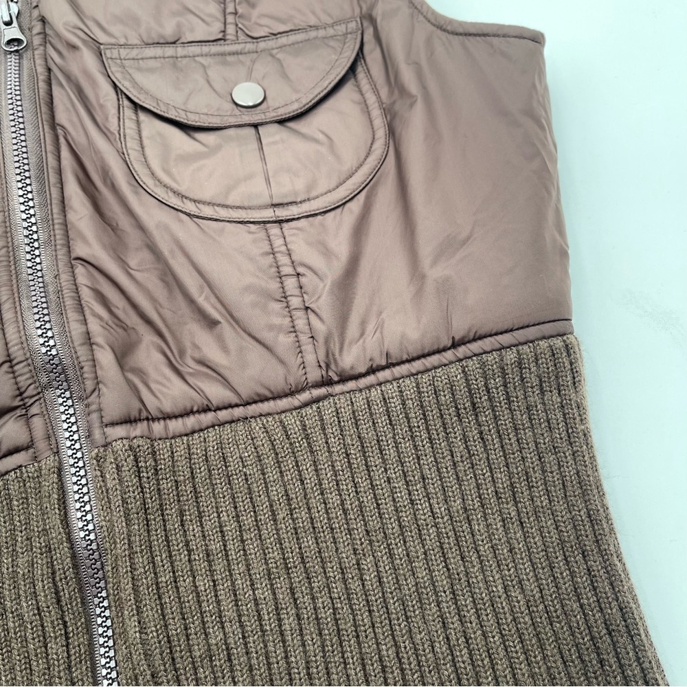 Vtg Y2K Twenty One Brown Puffer & Knit Vest Zip Up Chunky 2000s Size Large - Picture 5 of 12